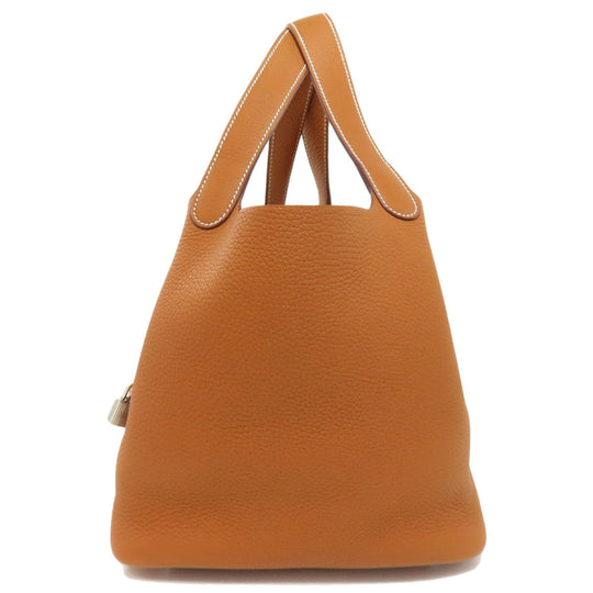 HERMES Handbag Taurillon Clemence Leather gold Picotin Lock MM Gold SilverMetal Women Used Authentic