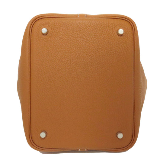 HERMES Handbag Taurillon Clemence Leather gold Picotin Lock MM Gold SilverMetal Women Used Authentic