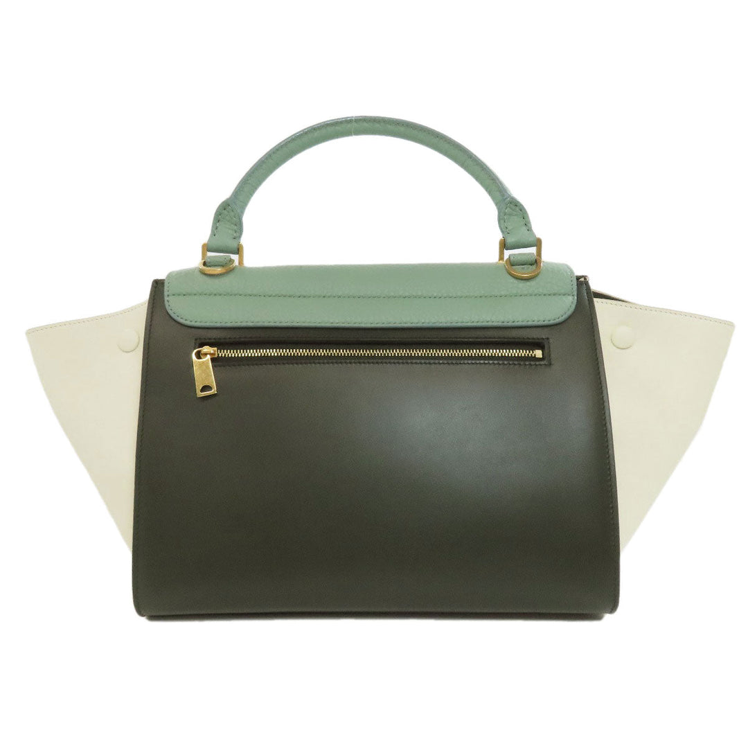 CELINE Handbag leather black Trapeze 2WAY Women Used Authentic
