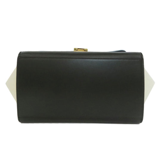 CELINE Handbag leather black Trapeze 2WAY Women Used Authentic