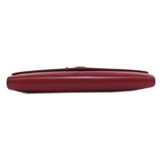 BURBERRY Long Wallet Purse leather Red Shoulder wallet Women Used Authentic