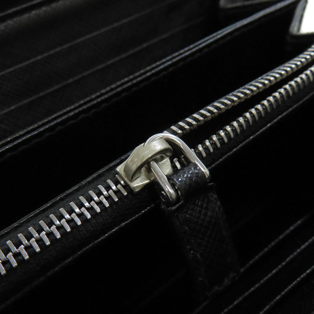 PRADA Long Wallet Purse leather black Safiano mens Used Authentic