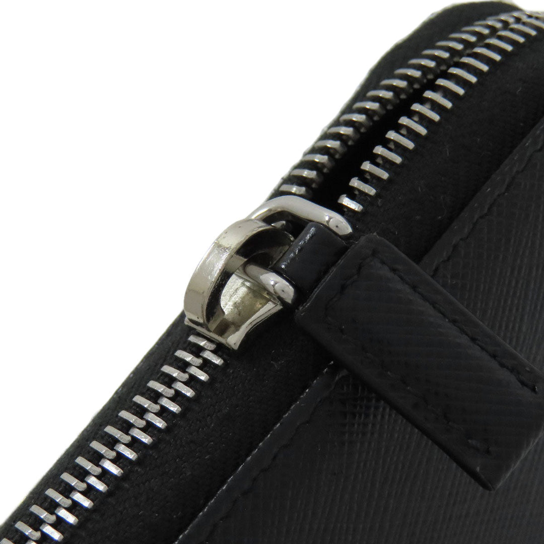 PRADA Long Wallet Purse leather black Safiano mens Used Authentic