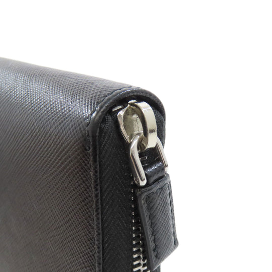 PRADA Long Wallet Purse leather black Safiano mens Used Authentic