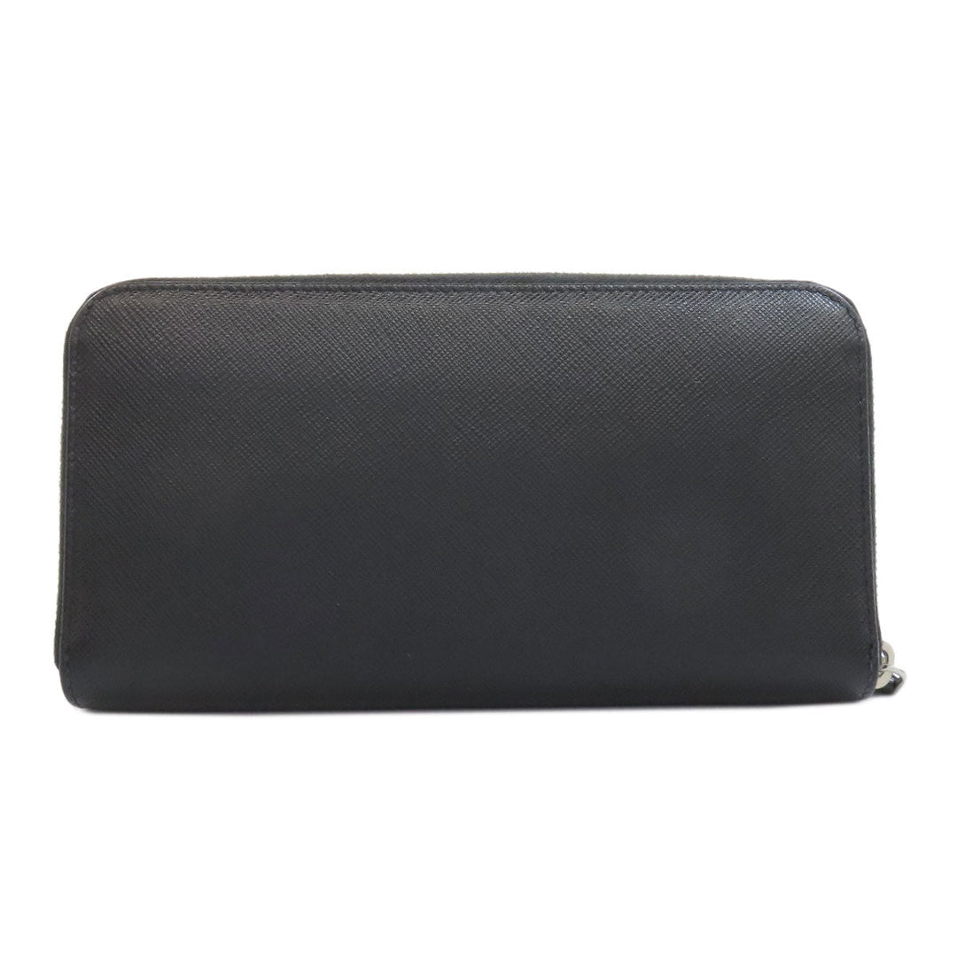 PRADA Long Wallet Purse leather black Safiano mens Used Authentic