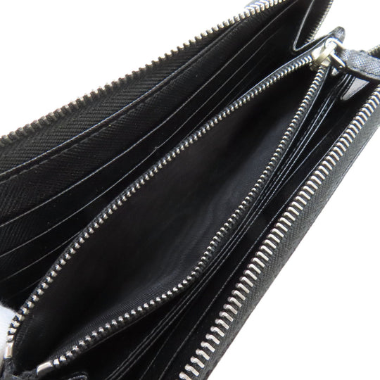 PRADA Long Wallet Purse leather black Safiano mens Used Authentic