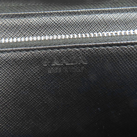 PRADA Long Wallet Purse leather black Safiano mens Used Authentic