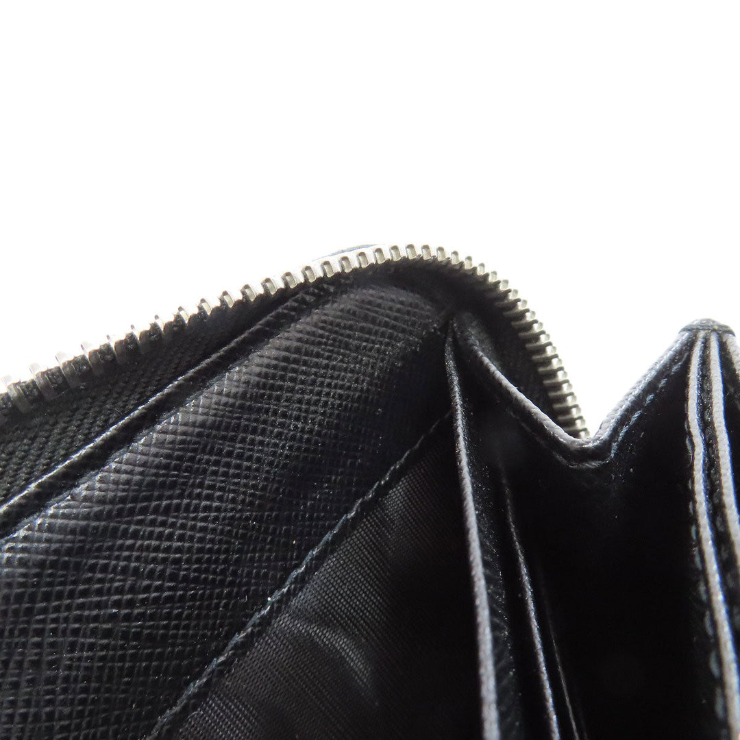 PRADA Long Wallet Purse leather black Safiano mens Used Authentic