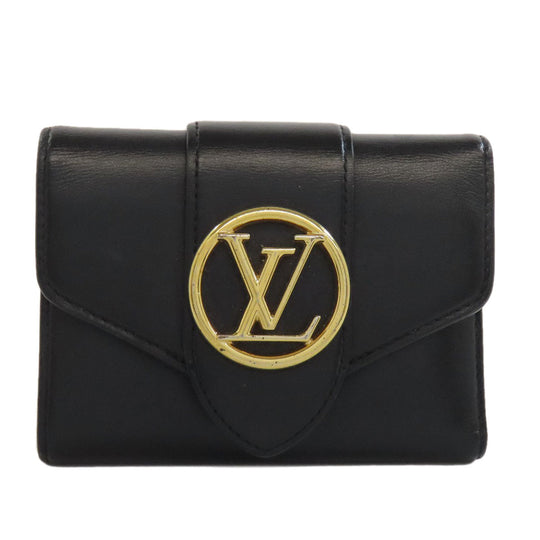 LOUIS VUITTON Bifold Wallet M69176 leather black Portefeuille LV Pont Neuf Women Used Authentic