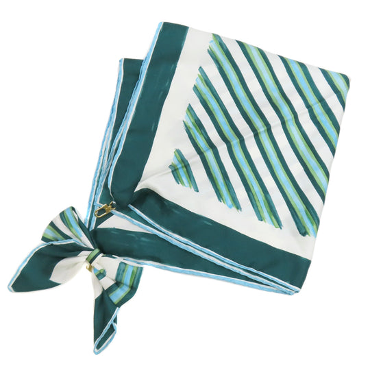 LOUIS VUITTON scarf silk green Ribbon Stripe Women Used Authentic