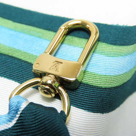 LOUIS VUITTON scarf silk green Ribbon Stripe Women Used Authentic
