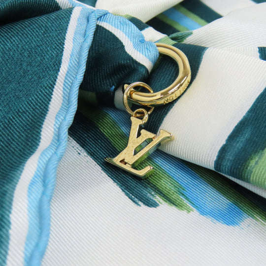 LOUIS VUITTON scarf silk green Ribbon Stripe Women Used Authentic