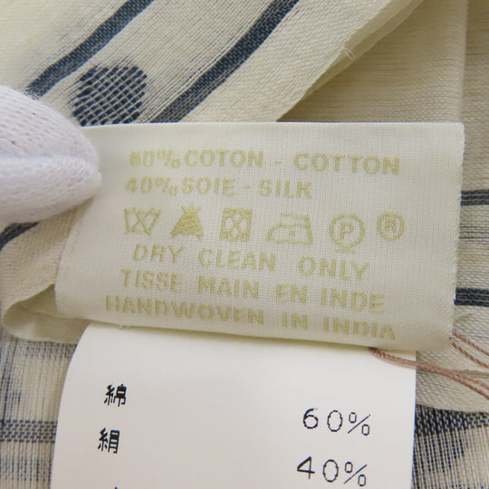 HERMES Stall Silk, Cotton white Carriage Pattern Women Used Authentic