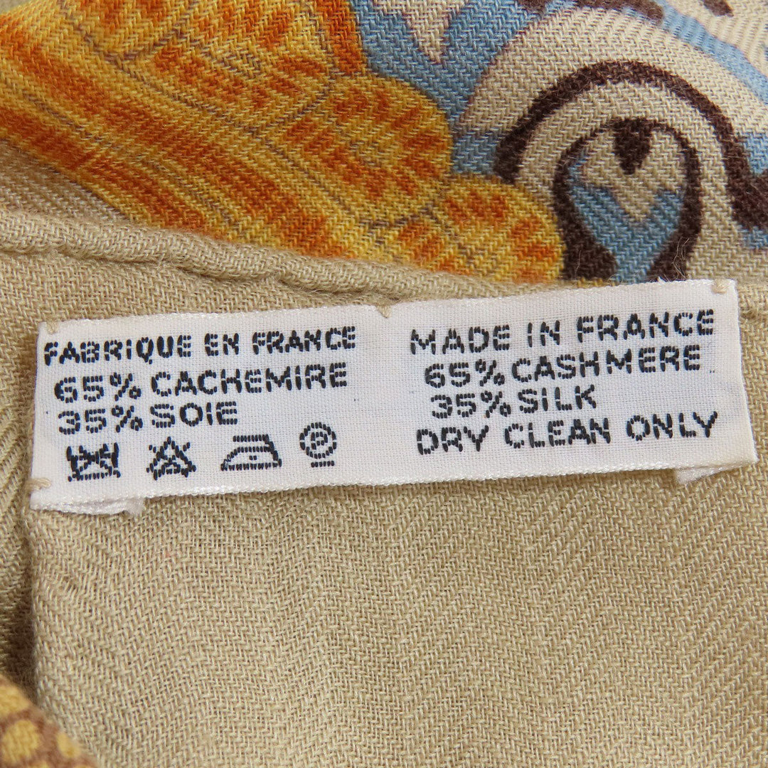 HERMES Stall Cashmere, Silk Brown Caregean Women Used Authentic