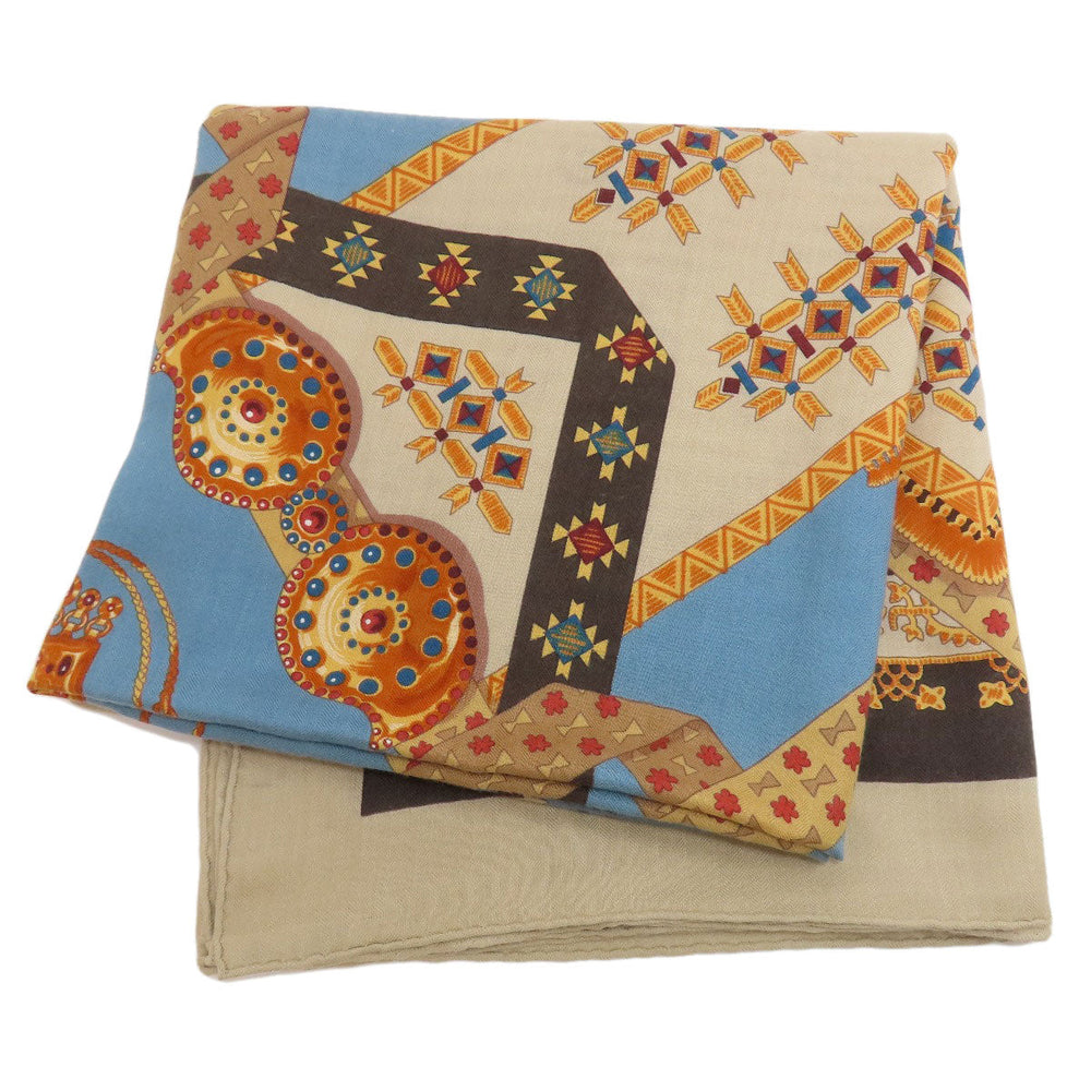 HERMES Stall Cashmere, Silk Brown Caregean Women Used Authentic