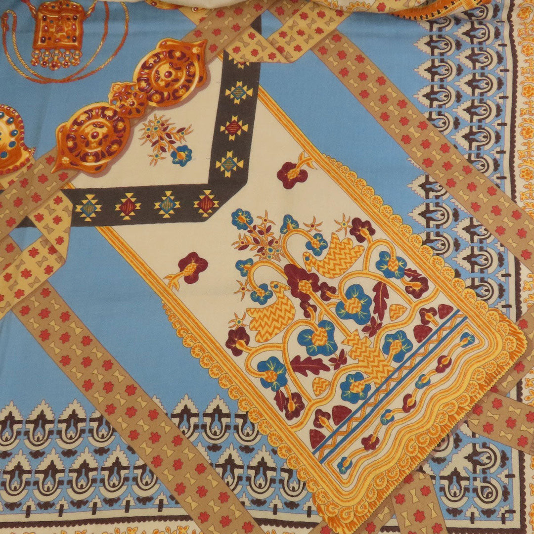 HERMES Stall Cashmere, Silk Brown Caregean Women Used Authentic