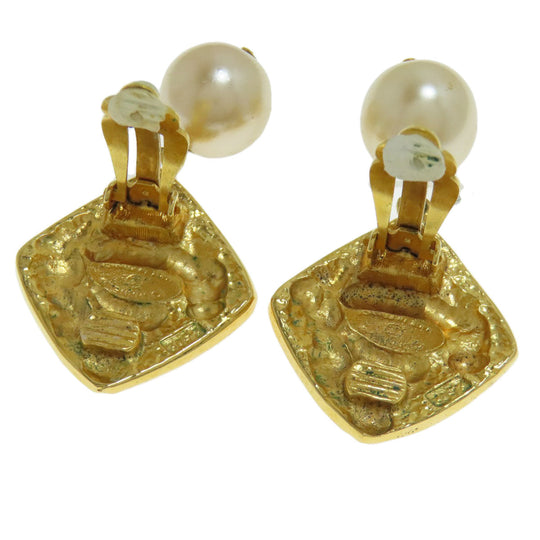 CHANEL Earring metallic gold COCO Mark Pearl Women Used Authentic