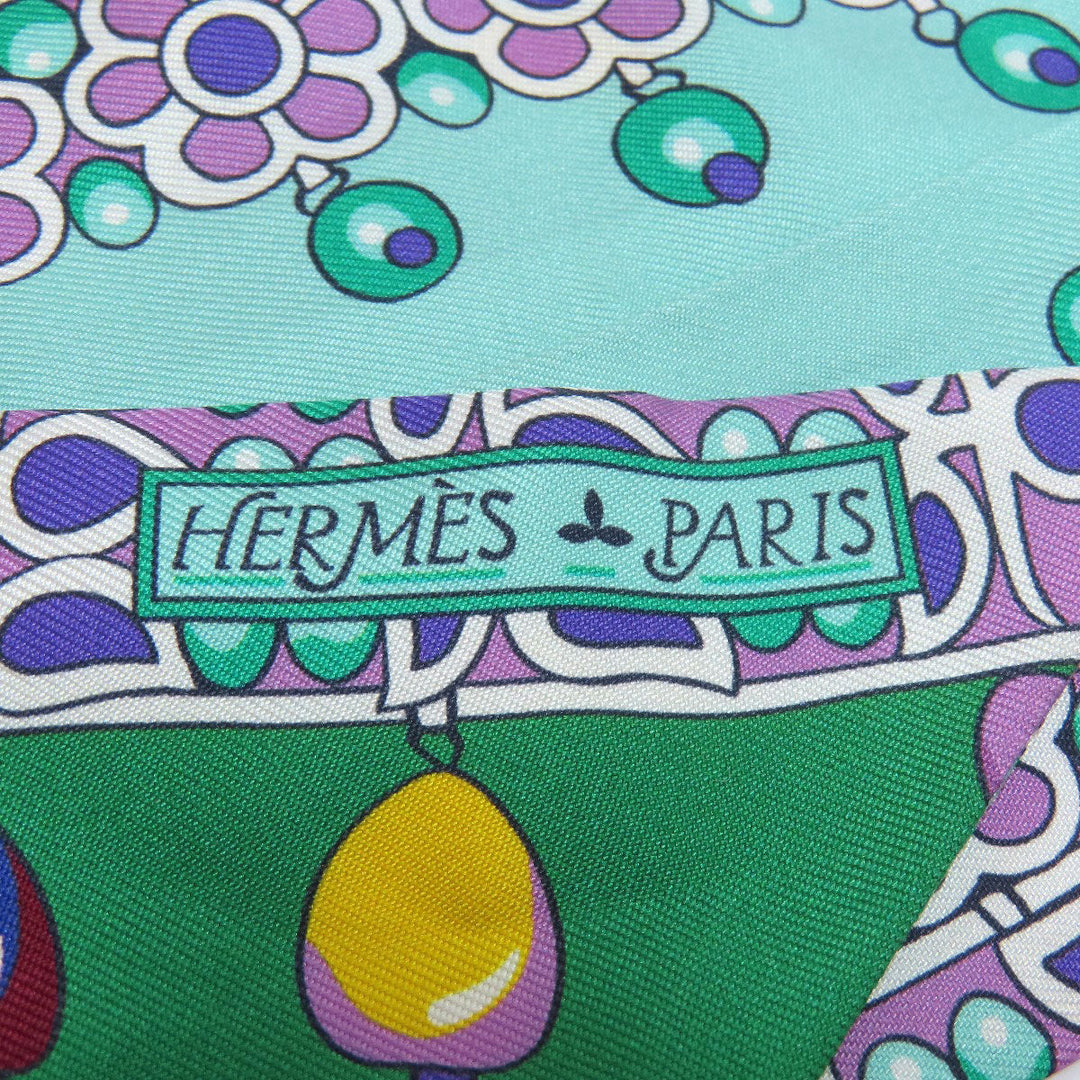 HERMES scarf silk green Twilly Women Used Authentic