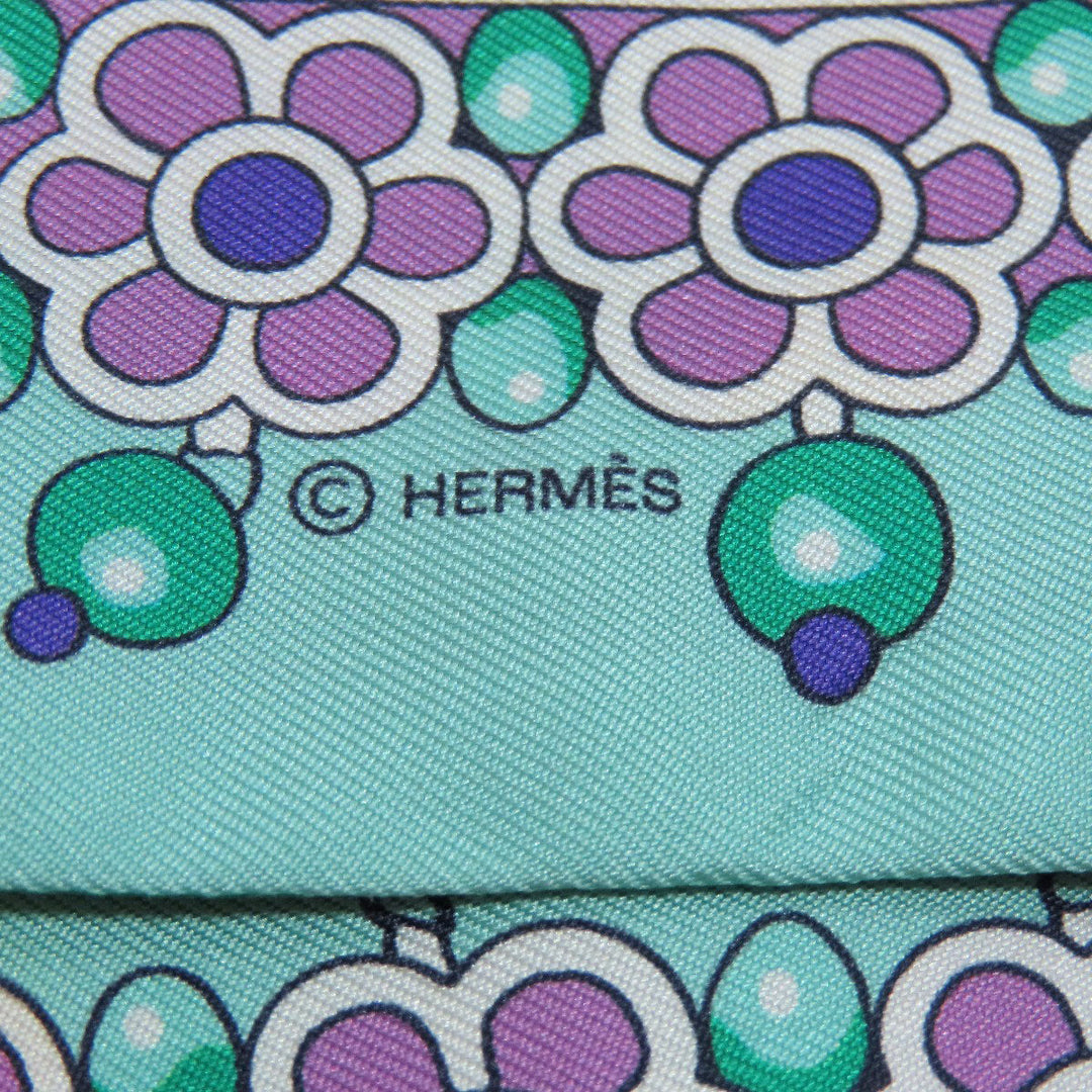 HERMES scarf silk green Twilly Women Used Authentic