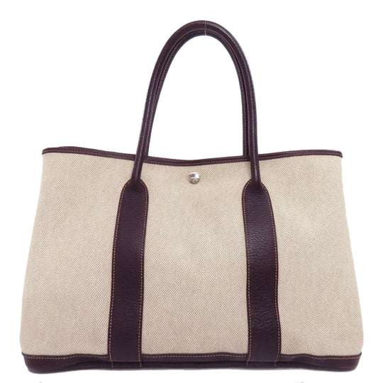 HERMES Tote Bag Tower ash beige Garden Party PM SilverMetal