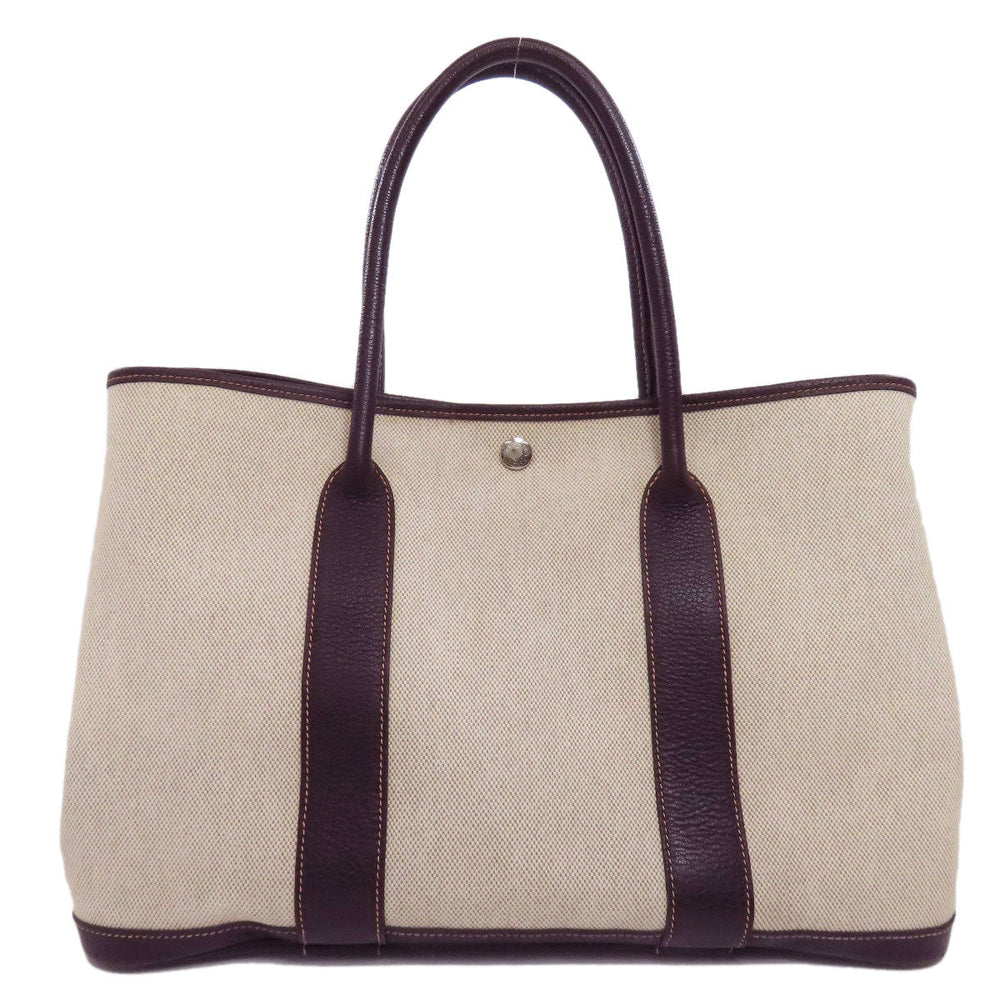 HERMES Tote Bag Tower ash beige Garden Party PM SilverMetal