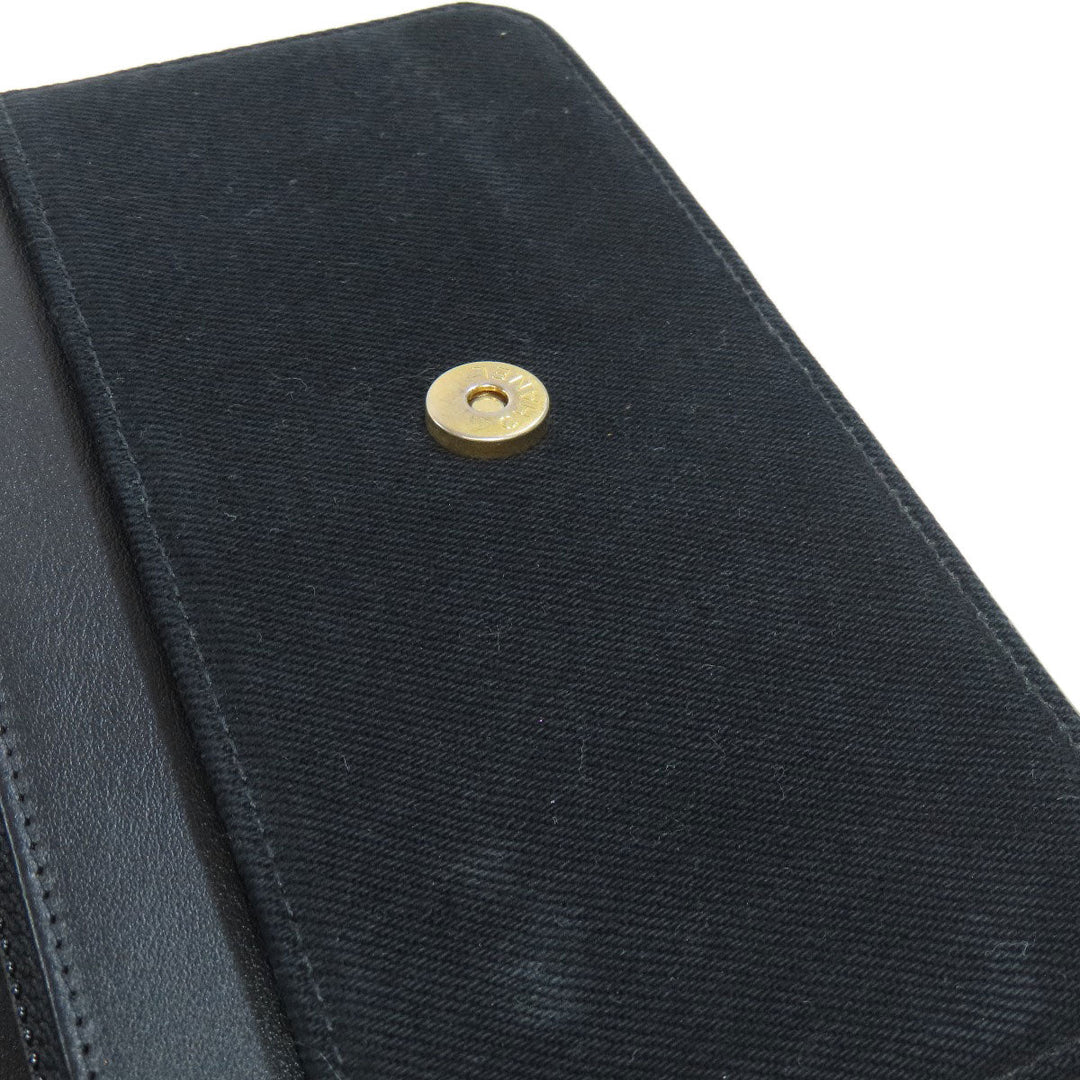 CHANEL Long Wallet Purse canvas black Chain Wallet COCO Mark Gold Metal Women Used Authentic