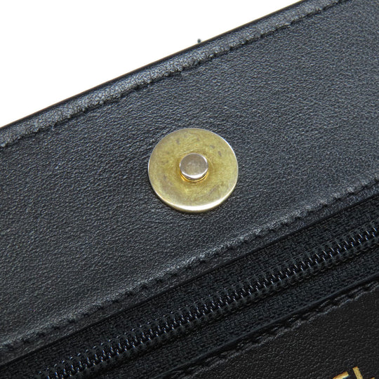 CHANEL Long Wallet Purse canvas black Chain Wallet COCO Mark Gold Metal Women Used Authentic