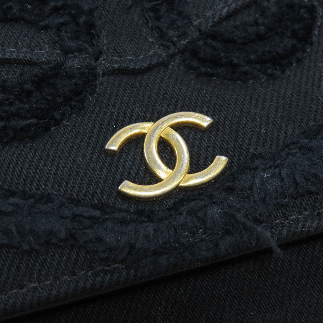 CHANEL Long Wallet Purse canvas black Chain Wallet COCO Mark Gold Metal Women Used Authentic