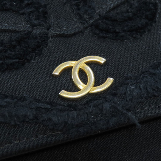 CHANEL Long Wallet Purse canvas black Chain Wallet COCO Mark Gold Metal Women Used Authentic