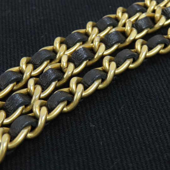 CHANEL Long Wallet Purse canvas black Chain Wallet COCO Mark Gold Metal Women Used Authentic