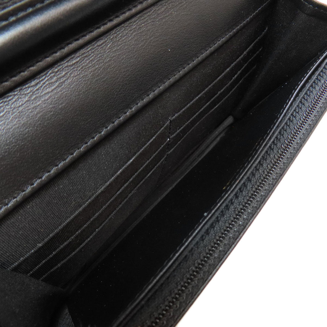 CHANEL Long Wallet Purse canvas black Chain Wallet COCO Mark Gold Metal Women Used Authentic