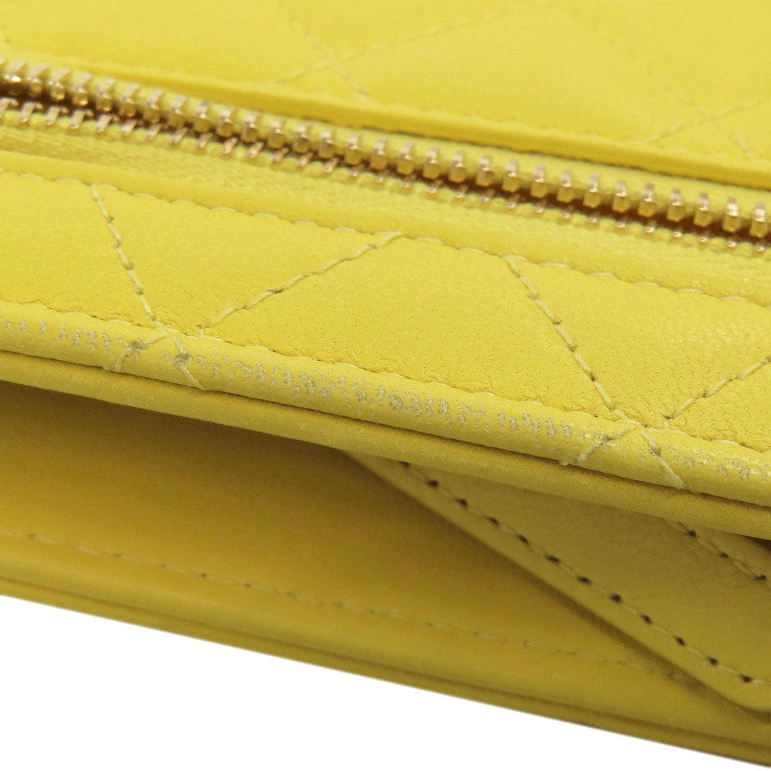 CHANEL Shoulder Bag lambskin yellow ChainShoulder Silver Metal Gold Metal