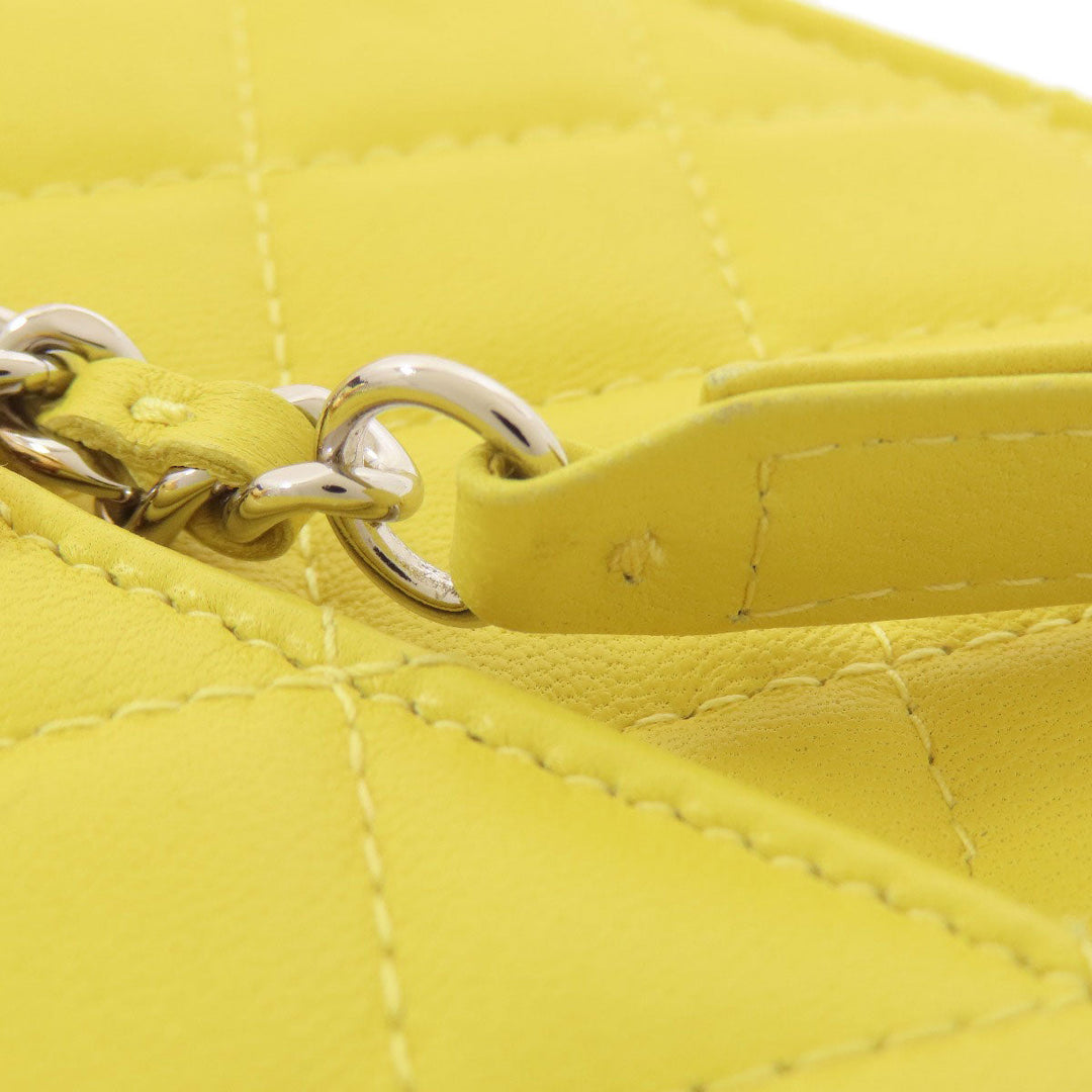 CHANEL Shoulder Bag lambskin yellow ChainShoulder Silver Metal Gold Metal