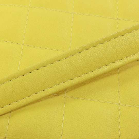 CHANEL Shoulder Bag lambskin yellow ChainShoulder Silver Metal Gold Metal
