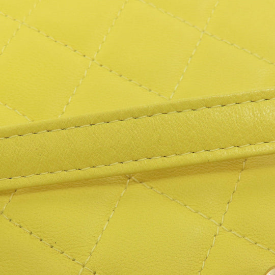 CHANEL Shoulder Bag lambskin yellow ChainShoulder Silver Metal Gold Metal