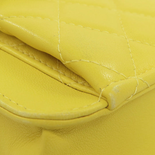 CHANEL Shoulder Bag lambskin yellow ChainShoulder Silver Metal Gold Metal