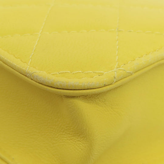 CHANEL Shoulder Bag lambskin yellow ChainShoulder Silver Metal Gold Metal