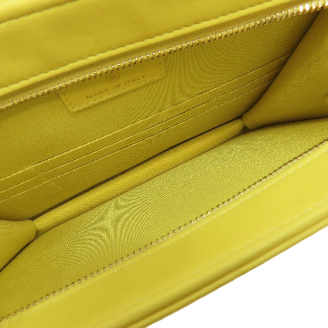 CHANEL Shoulder Bag lambskin yellow ChainShoulder Silver Metal Gold Metal