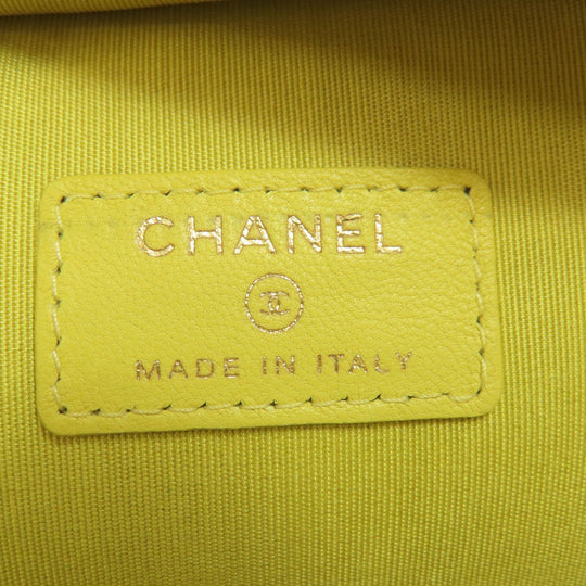 CHANEL Shoulder Bag lambskin yellow ChainShoulder Silver Metal Gold Metal