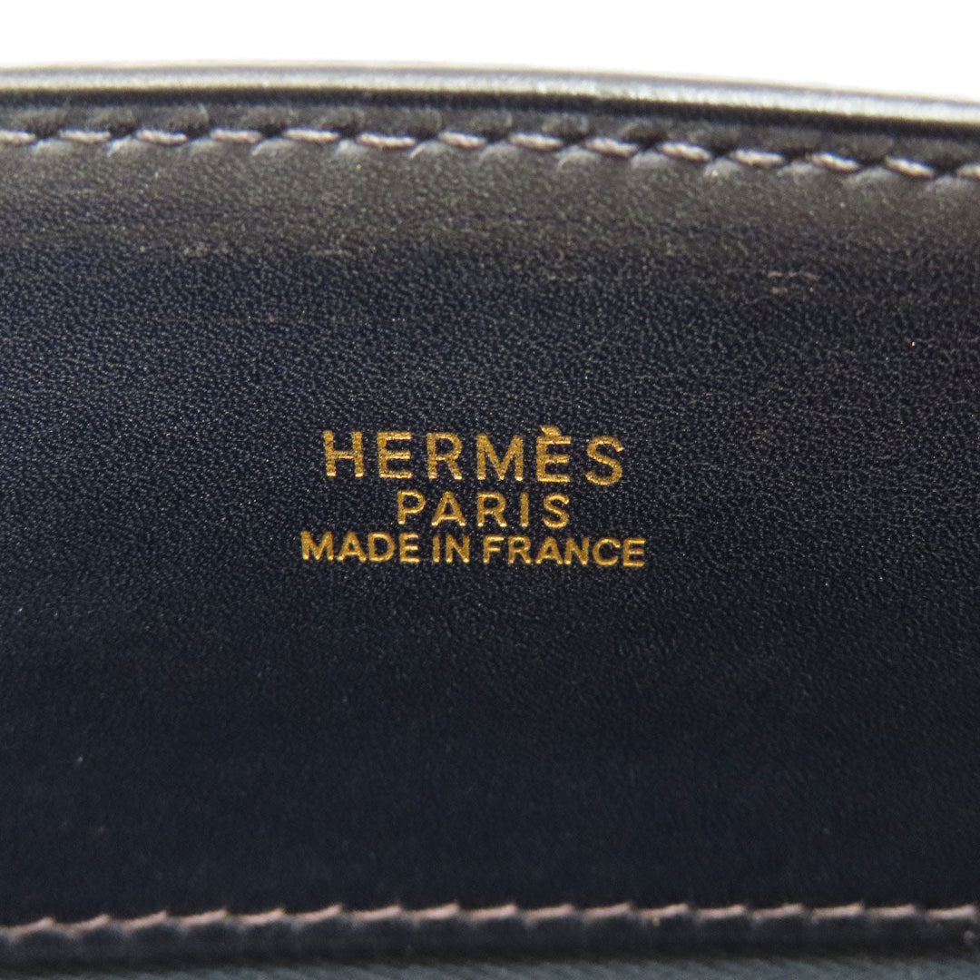 HERMES Handbag Box scarf black White Bass PM Gold Metal Women Used Authentic
