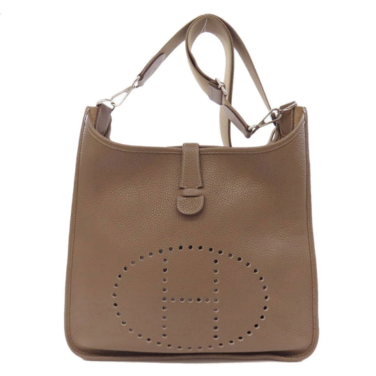 HERMES Shoulder Bag Taurillon Clemence beige Evelyn 3 GM SilverMetal Women Used Authentic