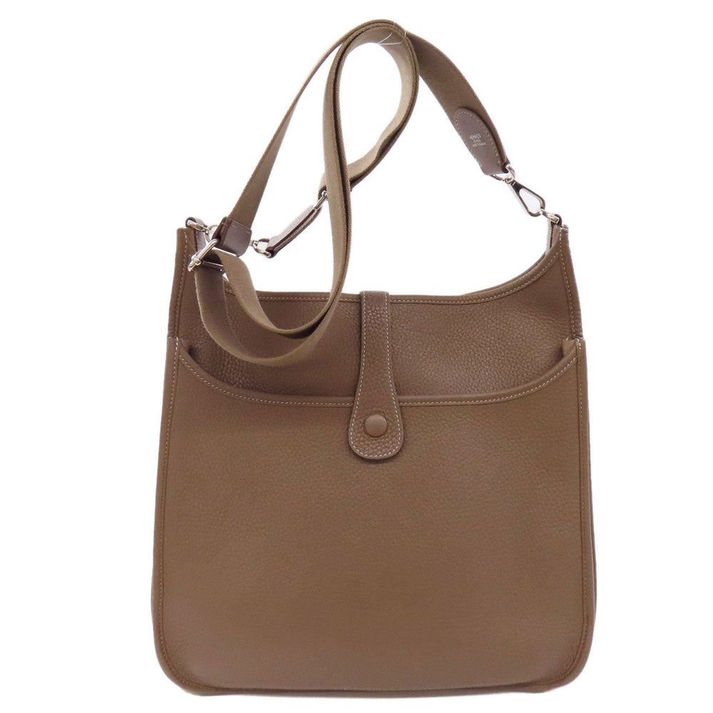 HERMES Shoulder Bag Taurillon Clemence beige Evelyn 3 GM SilverMetal Women Used Authentic