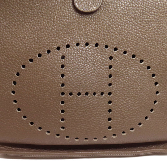HERMES Shoulder Bag Taurillon Clemence beige Evelyn 3 GM SilverMetal Women Used Authentic