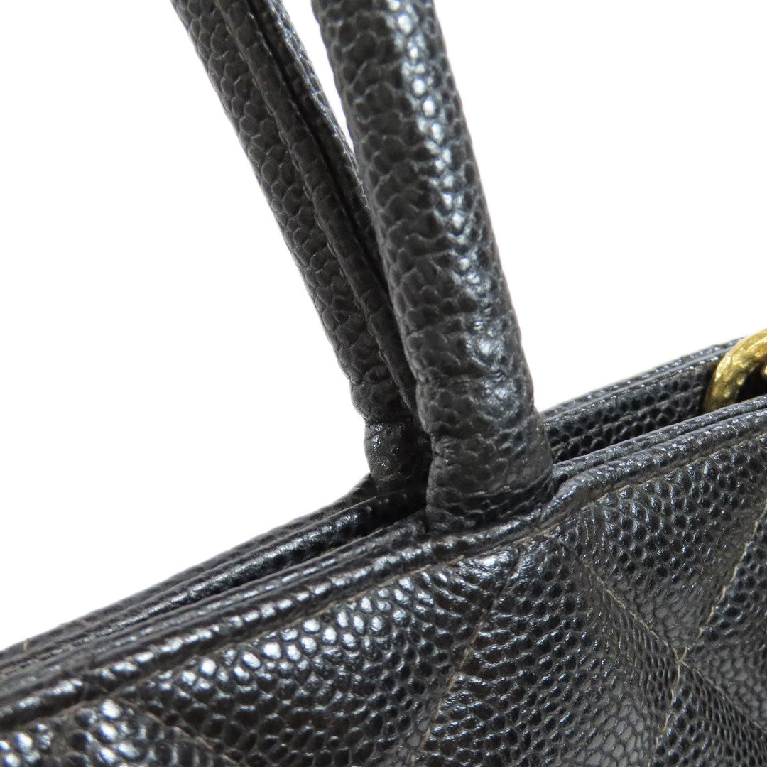 CHANEL Tote Bag Grained Calfskin Skin black Replica Tote Gold Metal