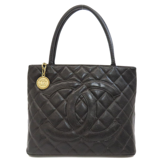CHANEL Tote Bag Grained Calfskin Skin black Replica Tote Gold Metal