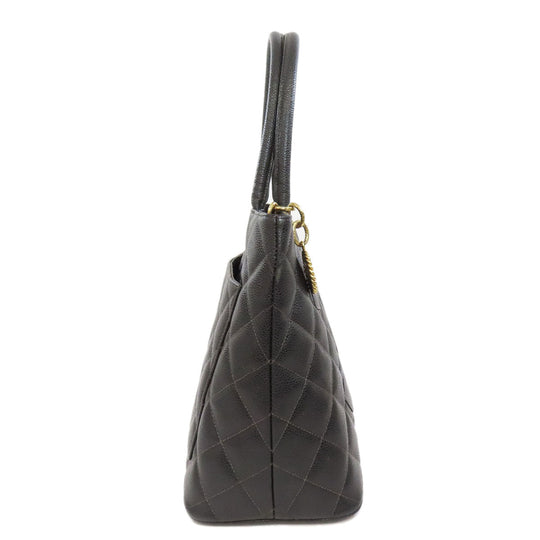CHANEL Tote Bag Grained Calfskin Skin black Replica Tote Gold Metal