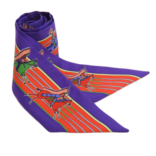 HERMES scarf silk purple Twilly Women Used Authentic