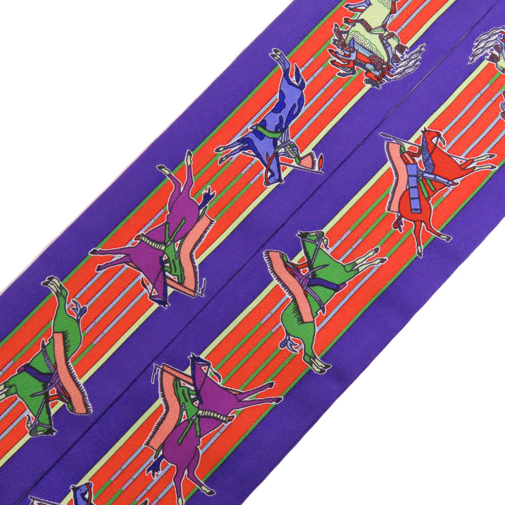 HERMES scarf silk purple Twilly Women Used Authentic