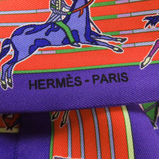 HERMES scarf silk purple Twilly Women Used Authentic