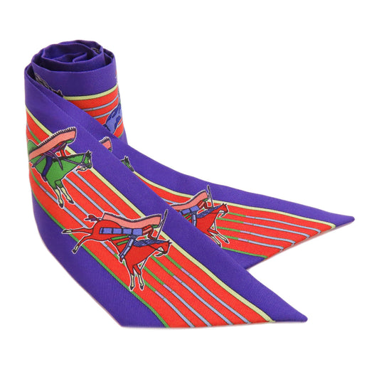 HERMES scarf silk purple Twilly Women Used Authentic